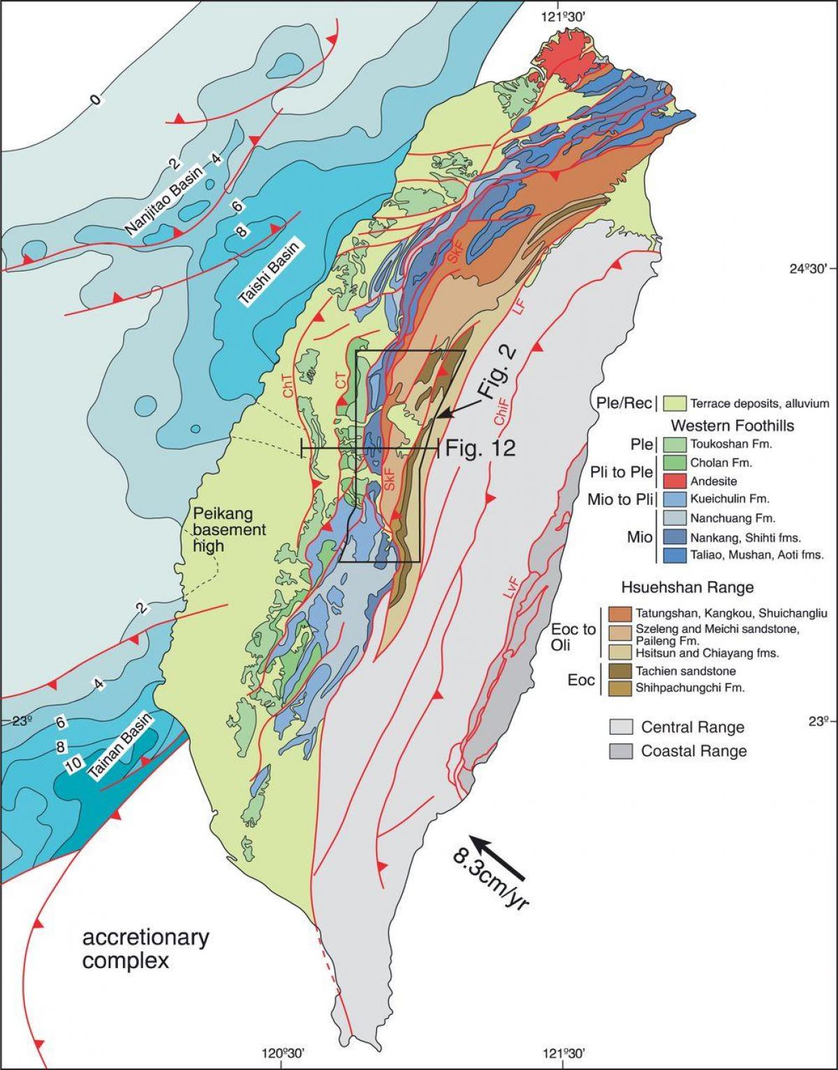 Mapa Tchaj-wan geologické