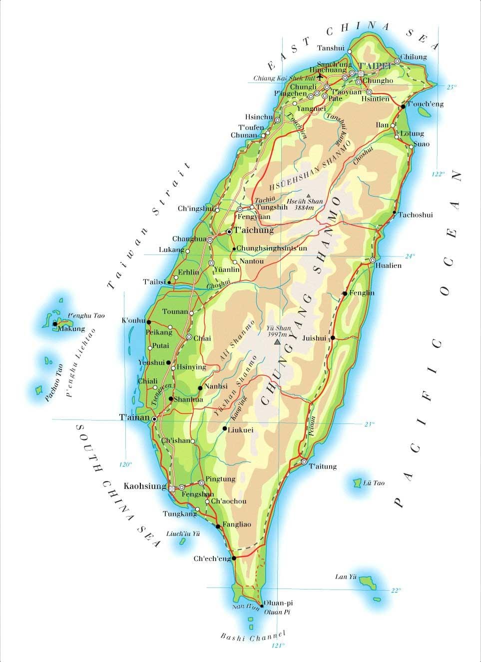 Mapa Tchaj-wan řeky
