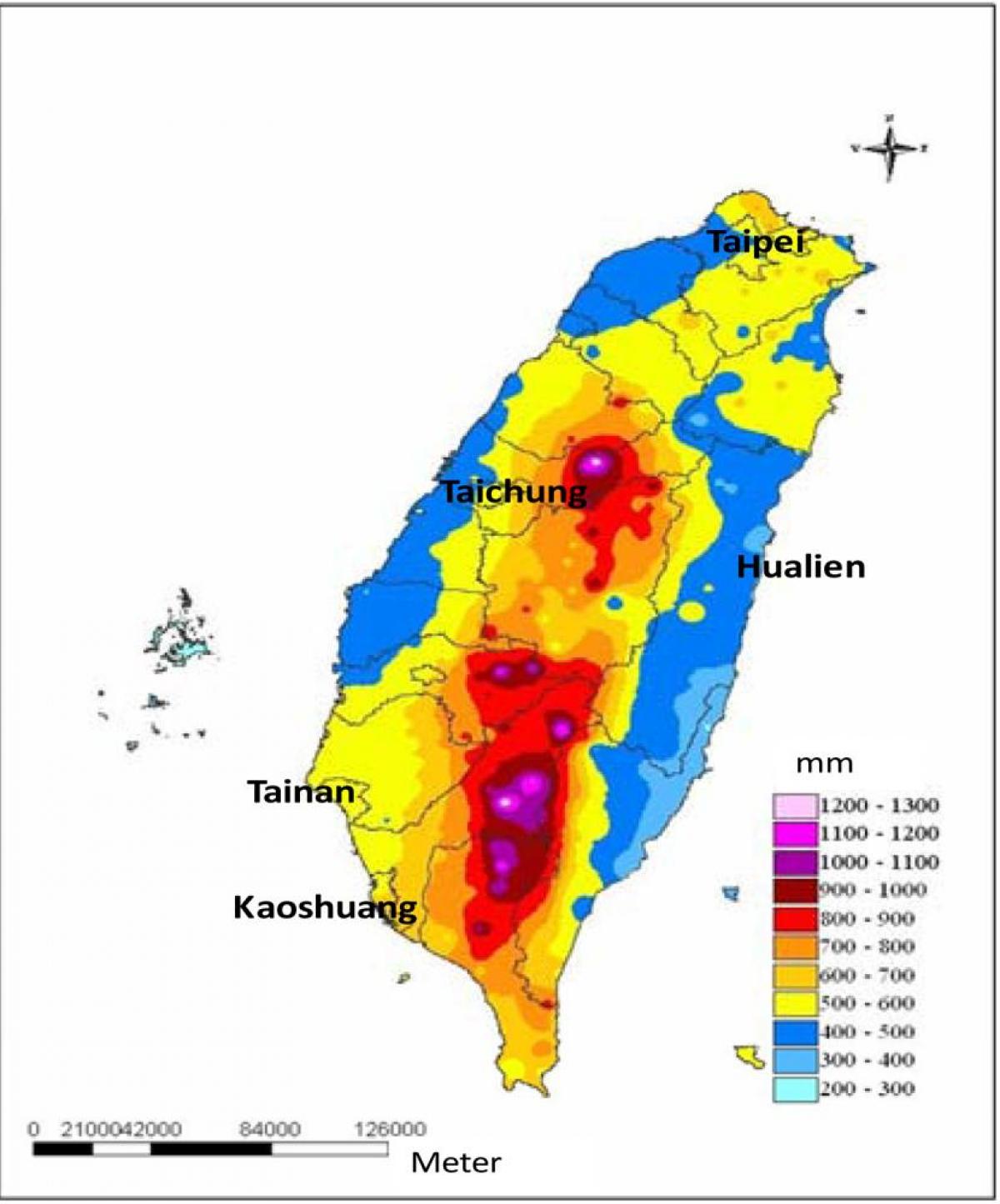 Mapa Tchaj-wan klimatu