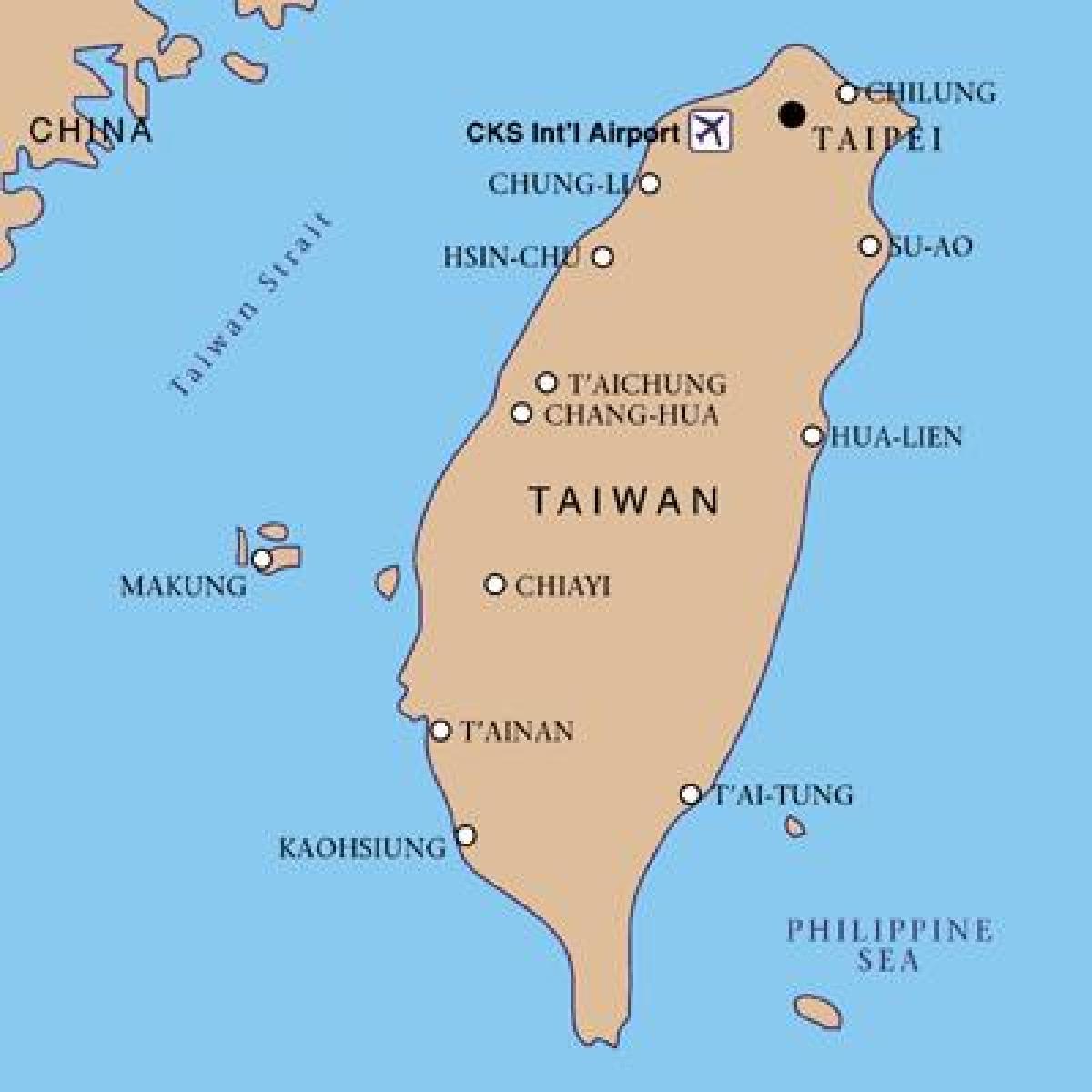 Tchaj-wan mezinárodní letiště mapě