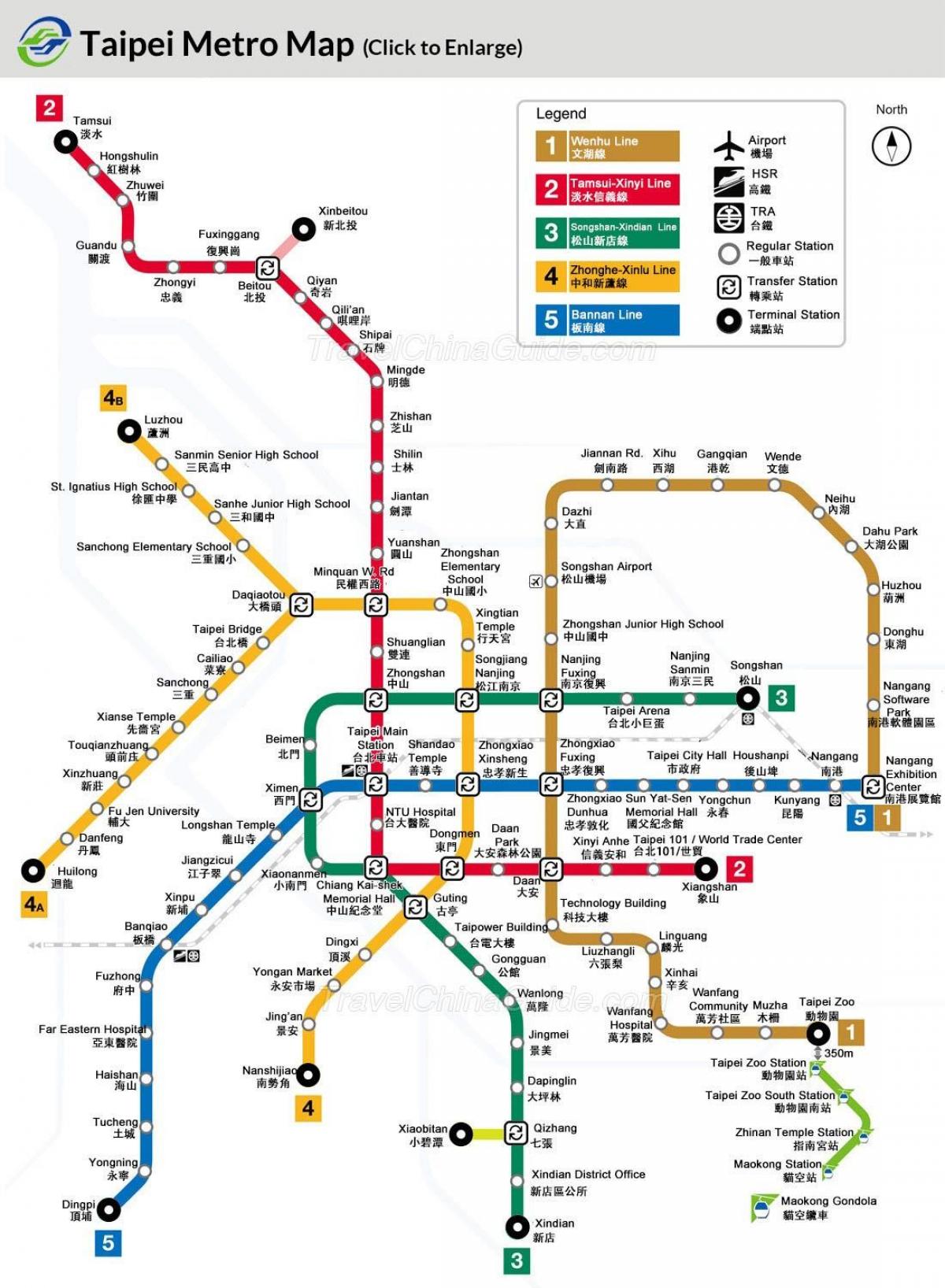 Mapa Tchaj-wan metra