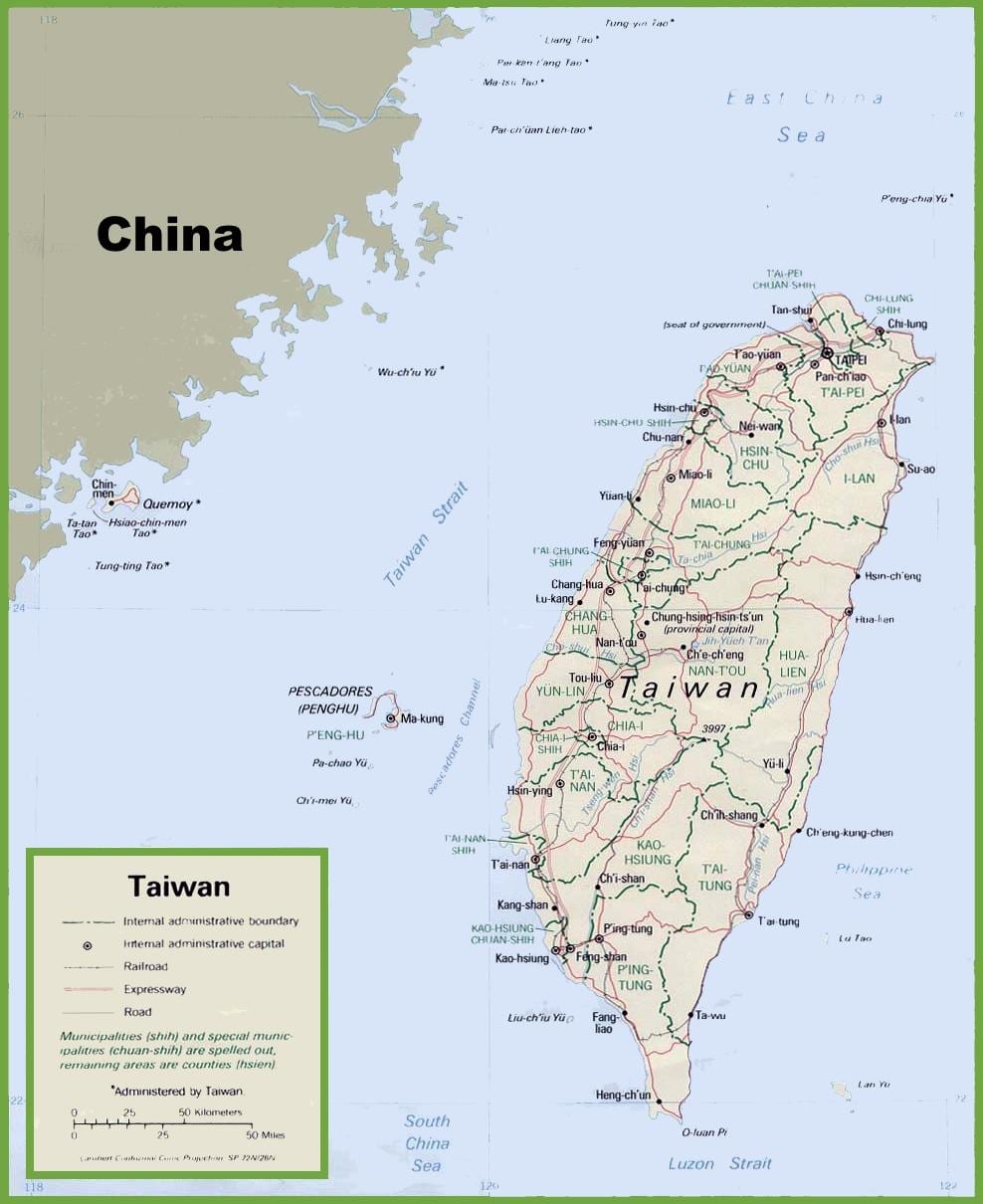 mapa Tchaj-wan