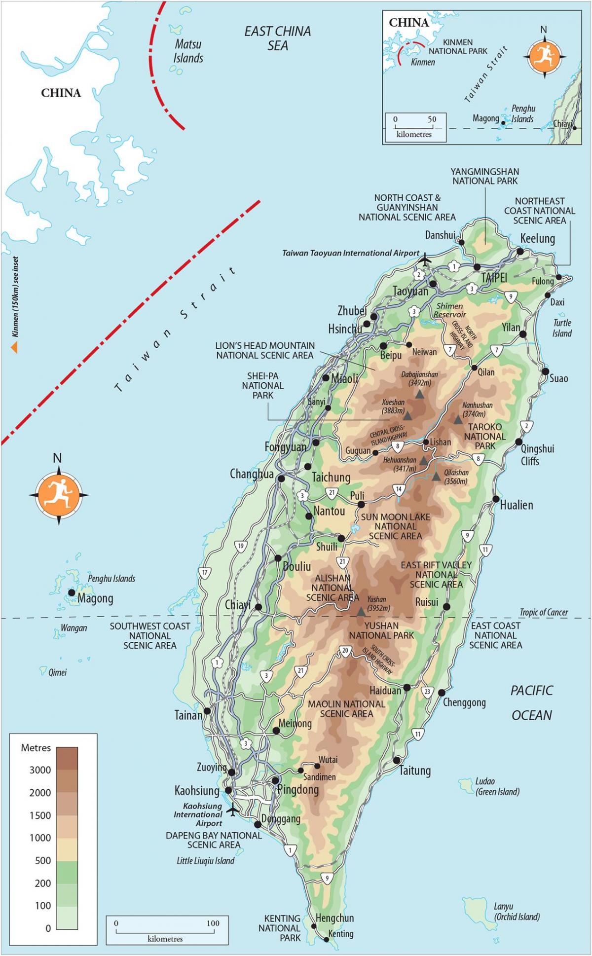 Mapa Tchaj-wan zajímavosti