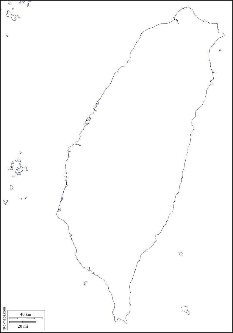 Mapa Tchaj-wan prázdné
