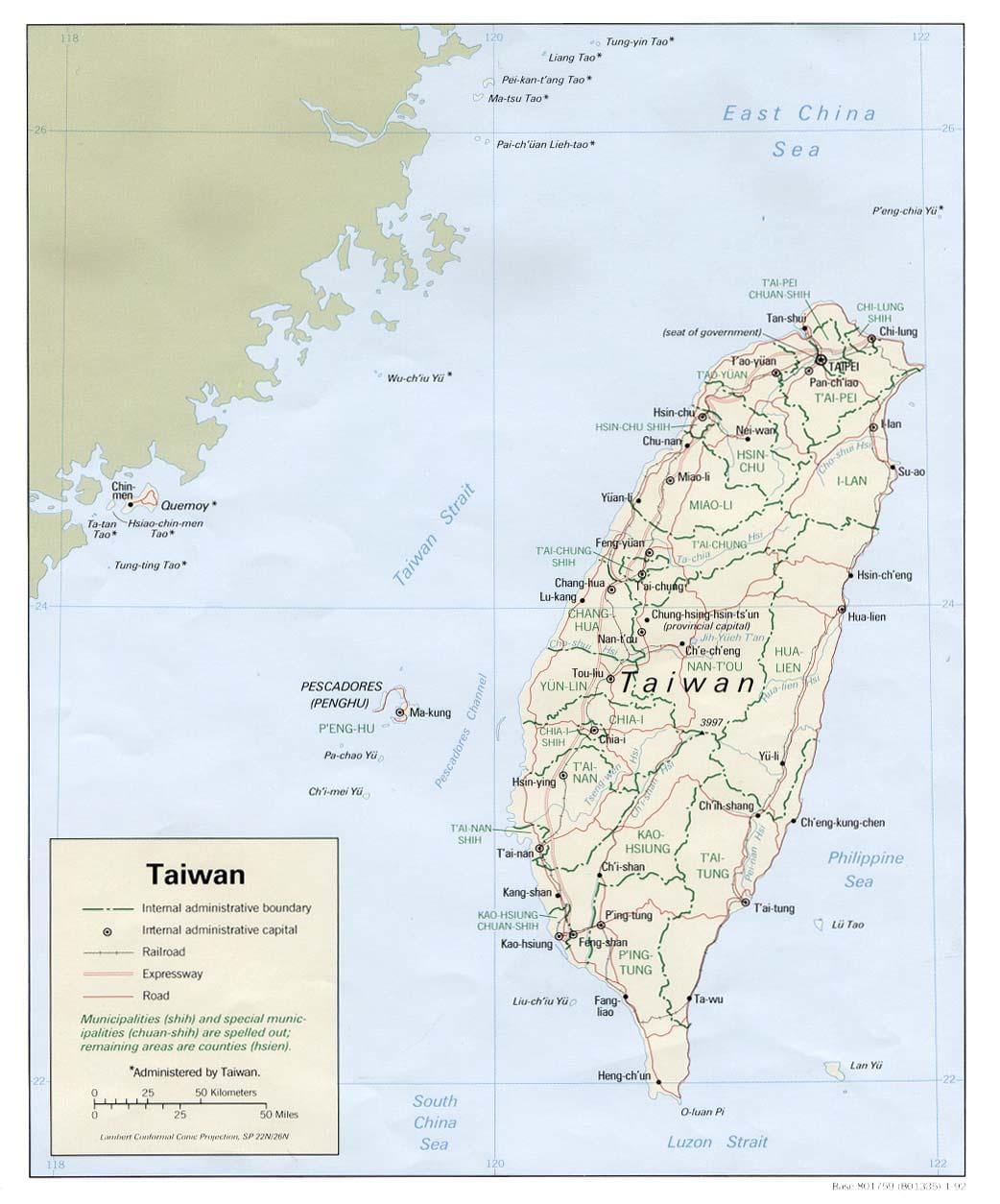 Tchaj-wan doprava mapa