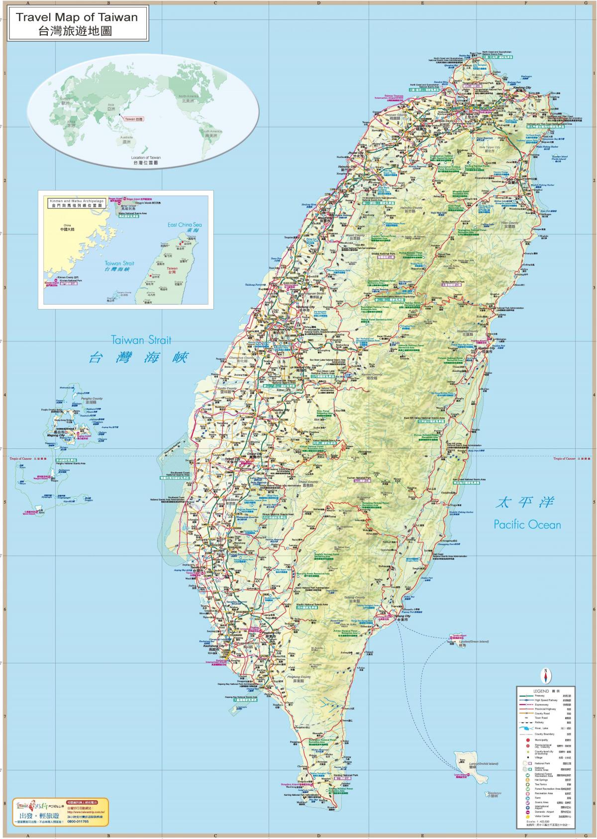 mapa Tchaj-wan turistických atrakcí