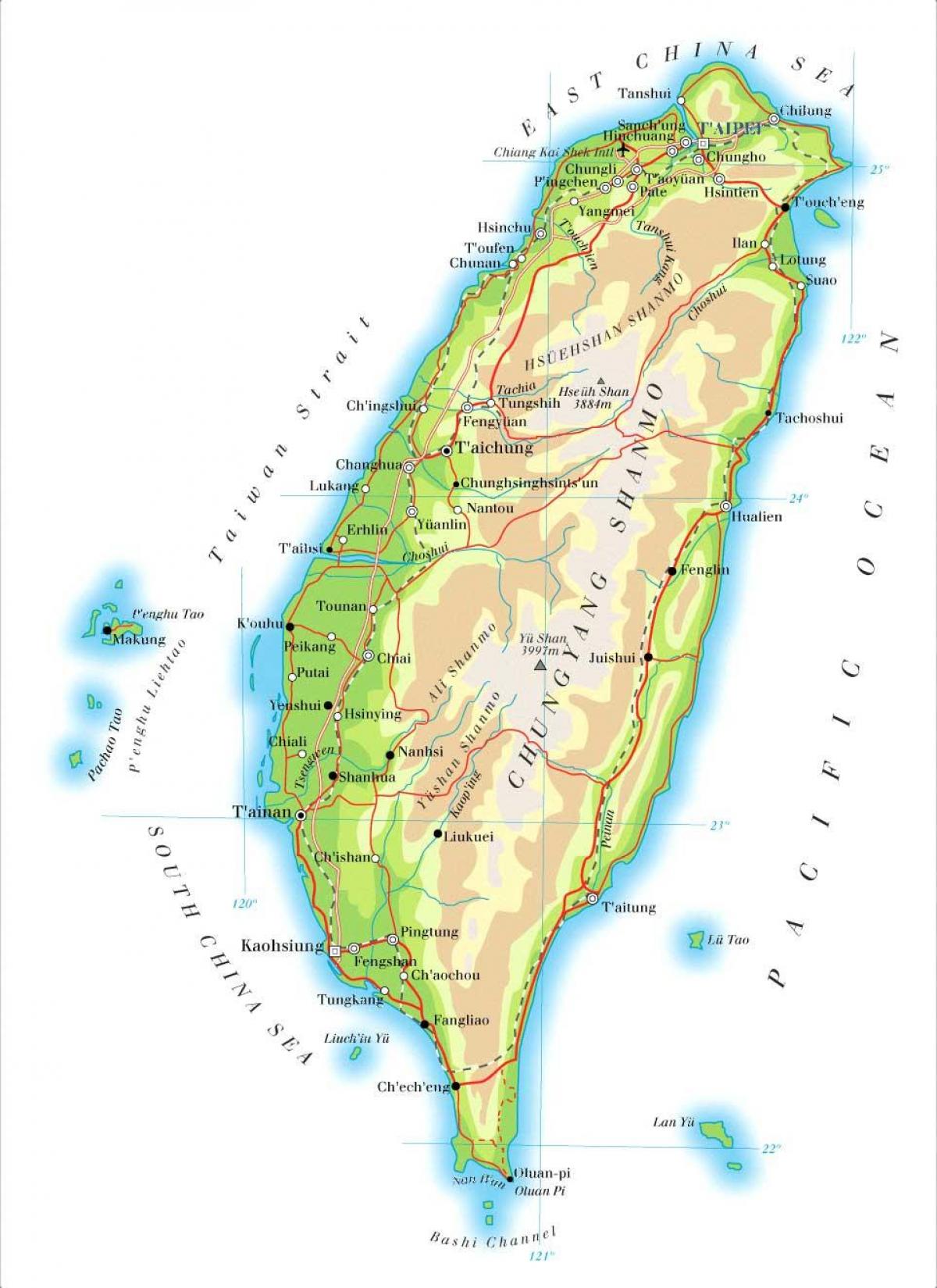Mapa Tchaj-wan řeky