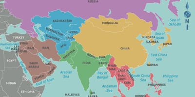 Mapa z Tchaj-wanu a v okolních zemích