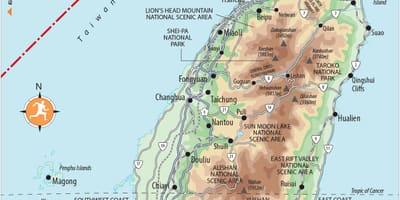 Mapa Tchaj-wan zajímavosti