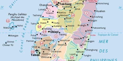 Mapa Tchaj-wan měst