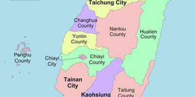Mapa Tchaj-wan kraj 