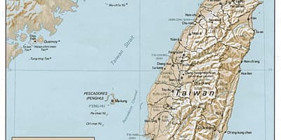 Mapa Tchaj-wan topografické