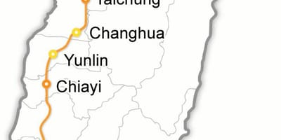 Tchaj-wan bullet train mapě