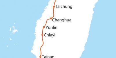 Tchaj-wan vysoké rychlosti železniční mapa trasy